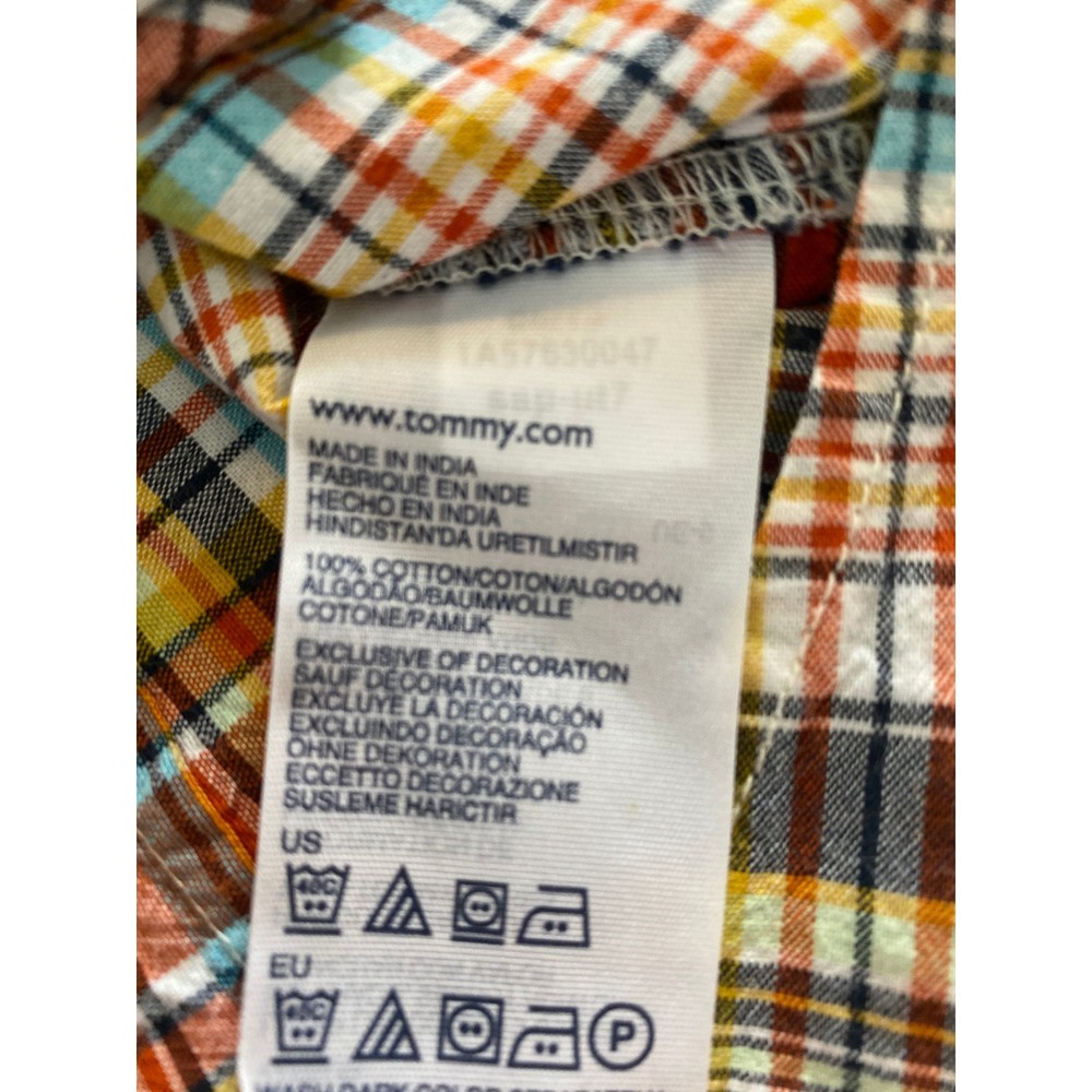 Tommy Hilfiger Women's Long-Sleeved Button-Down Top Size L Fitted Plaid Logo - Picture 7 of 7